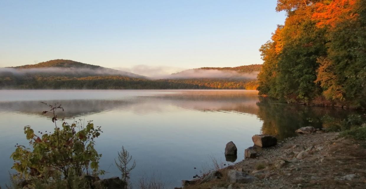 View of Harrison Mountain from shore of Monksville Reservoir - Photo credit: Daniela Wagstaff