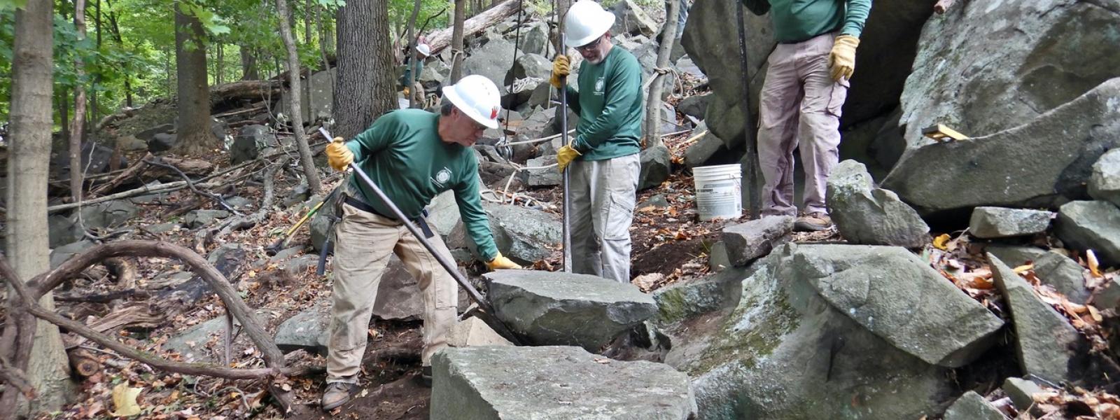 Long Distance Trails Crew working on the Long Path at Hook Mountain State Park. Long Distance Trails Crew working on the Long Path at Hook Mountain State Park.